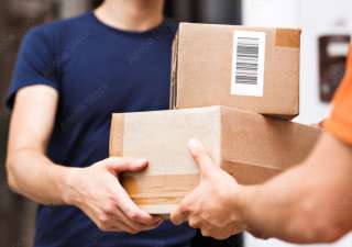 Courier delivering ecommerce orders